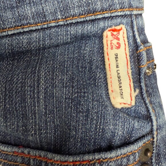Women's EXPRESS Embellished X2 Denim Laboratory Low Rise Bootcut Jeans- Size 32 - Picture 6 of 10
